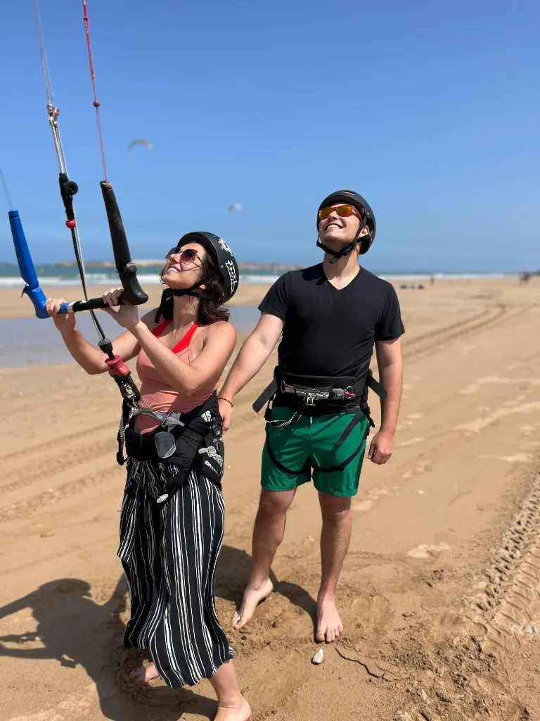 session de kitesurf à Essaouira avec moniteur certifié IKO